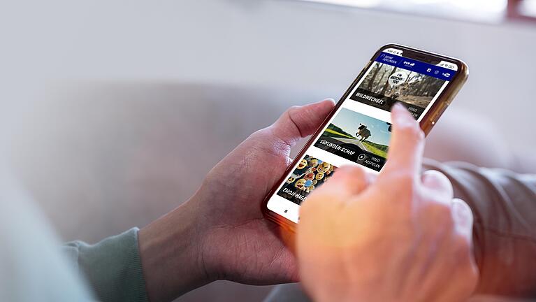 Hände halten ein Smartphone